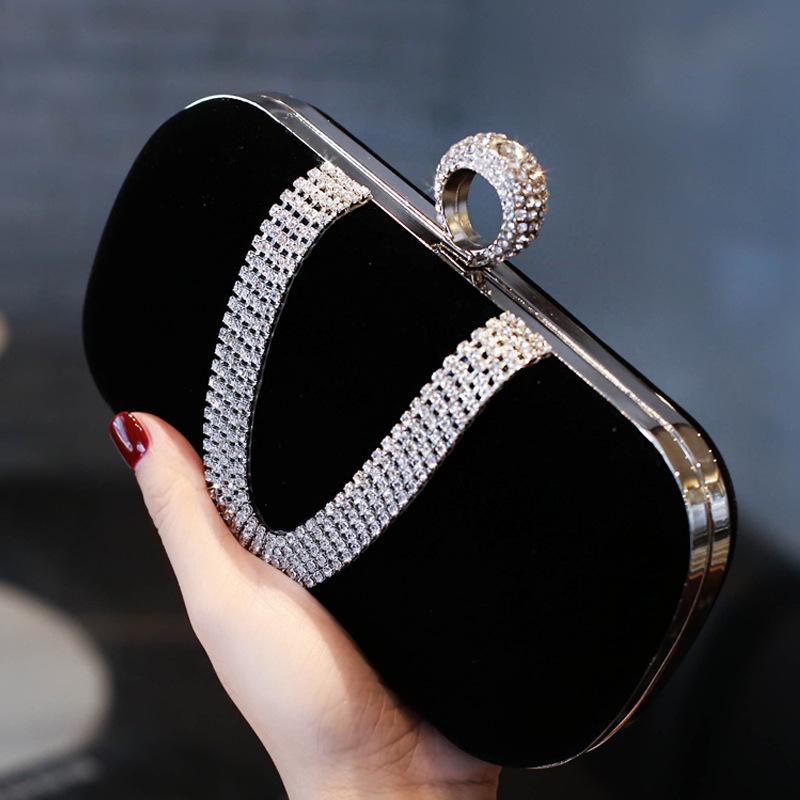 Rote Flanell Strass Tasche Samt Abendtaschen Crossbody Elegante Party Clutch Bling Schulter Damen Tasche Diamant Handtasche