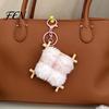 Soft Fermented Bean Curd Pendant Plush Keychain, Fluffy Doufu Bag Decoration Keychain Charm with Keyring, Backpack Handbag Purse Accessories
