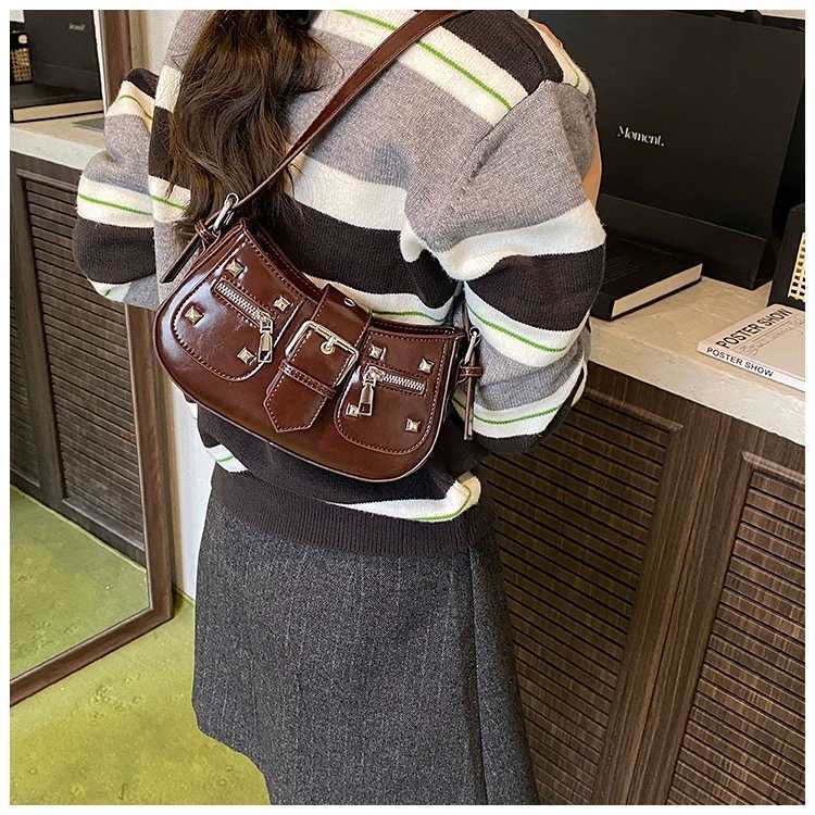 High-end Retro Small Bag Women's Fashionable All-matching Cross-body Commuting One-shoulder Underarm Carry