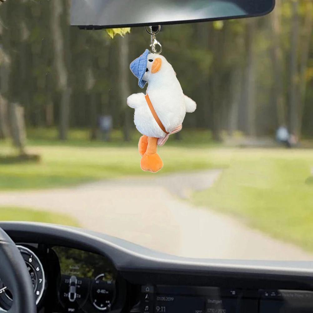 Desen Animat Rață cu Capul Înclinat Păpușă Breloc Drăguț Rațușcă cu Pălărie Pandantiv pentru Geantă Copii Mașină