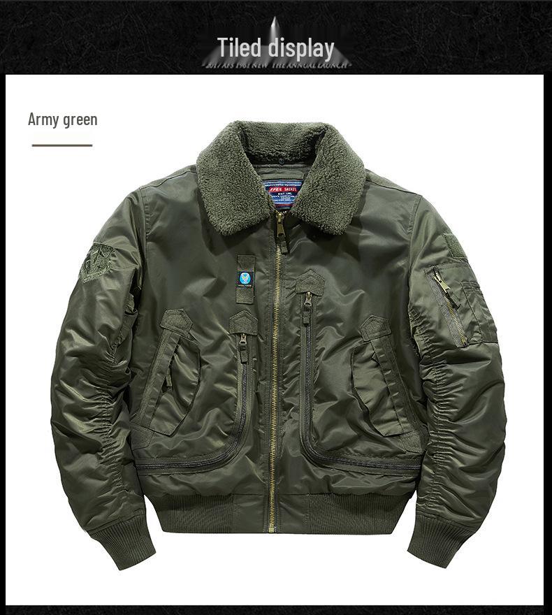 Herren Winter Fliegerjacke - Dicker Samt, Retro Revers, Taktischer Baseball Stil