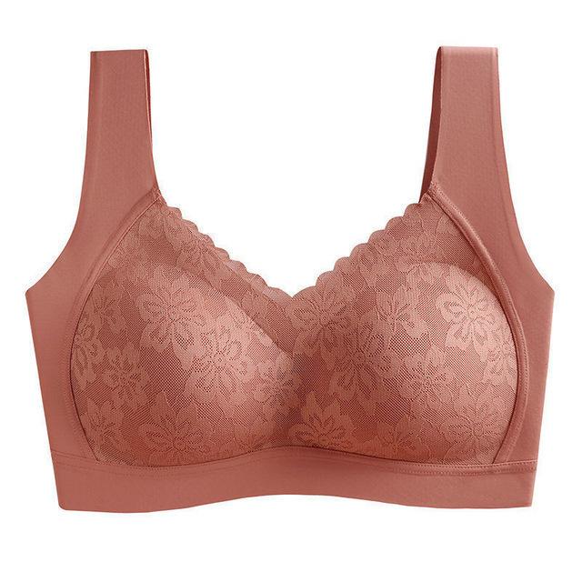 

Бесшовное женское нижнее белье со сборками, небольшая поддержка груди для предотвращения провисания. Бюстгальтер с кружевом и без стального кольца. Цельный запах вокруг груди. 2XL красный