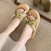 Internet celebrity retro pearl national style slippers women's summer 2025 new wear thick bottom stepping on shit feeling one word sandals casual