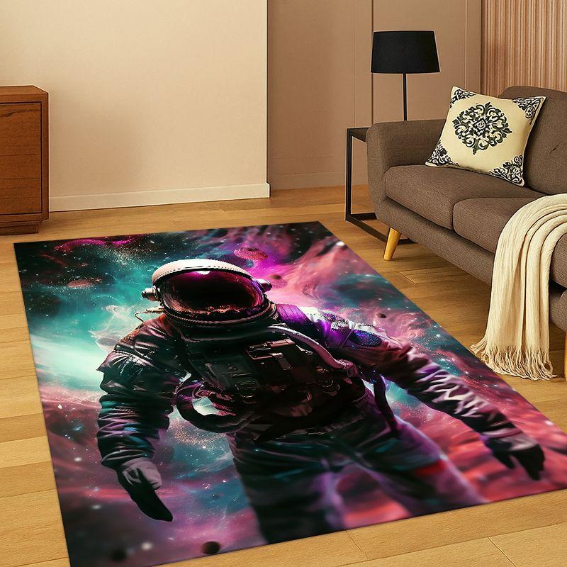 Cartoon Astronaut Universe Spaceman Outer Space Carpet Rug for Bedroom Living Room Sofa Playroom Doormat Home Decor,kid Non-slip