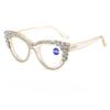 New Personality Fashion Cat Eye Colorful Big Diamond Reading Glasses Unisex Luxury Eye Protection Presbyopia Eyeglasse To +4.0