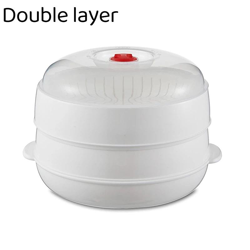 New Food Grade PP Microwave Steamer With Lid Tray Multifunctional Cookware For Rice Egg Vegetable Dumpling Cooking