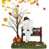 Halloween Village Accessories, Kiss of Death Figurines, Spooky Skeleton and Pumpkin Statue LED Lights Decorations Holiday Gifts