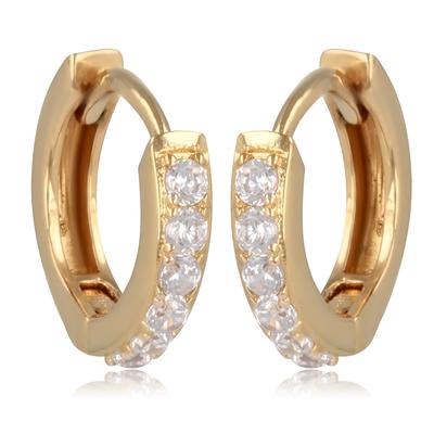 [R2046] - Gold Plated Hoop Earrings 'Sissi' White Gold - 12x3 Mm
