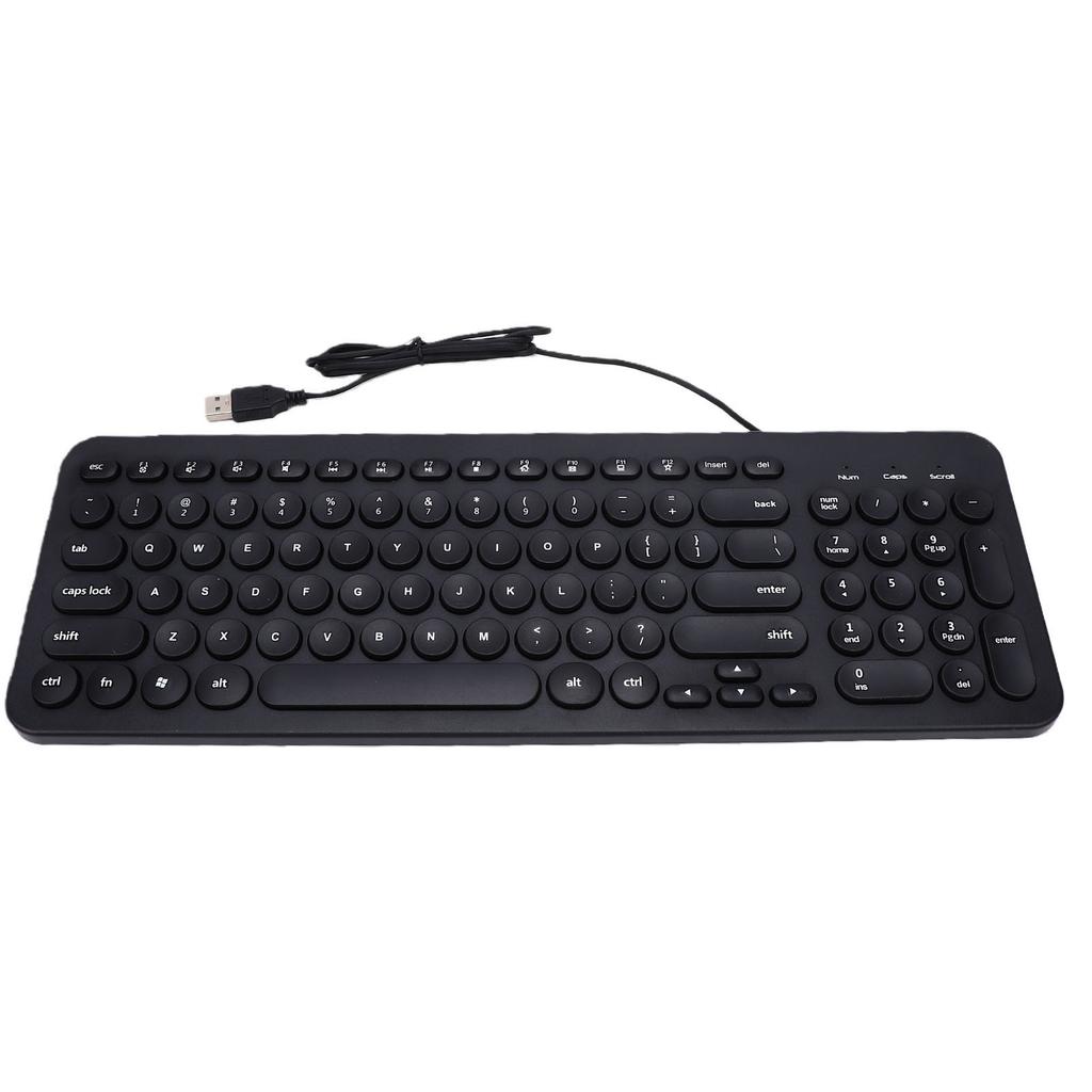Small Wired Keyboard Multifunctional Zero Latency Quiet Round Keys Compact USB Laptop Keyboard