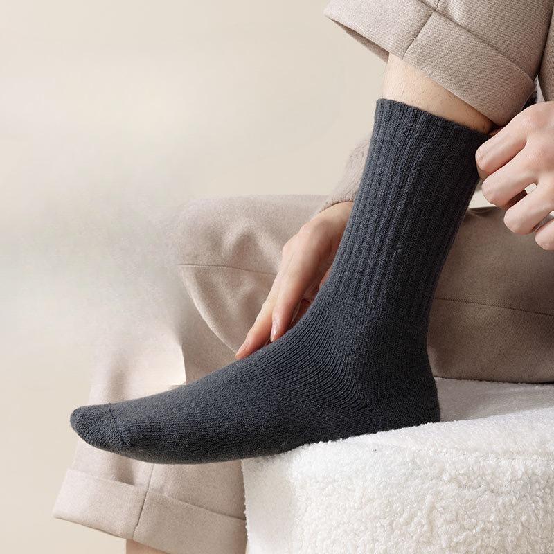 Chaussettes en laine super épaisses pour hommes et personnes âgées en automne et en hiver, chaudes mi-mollet, polaire et chaussettes longues épaissies anti-froid