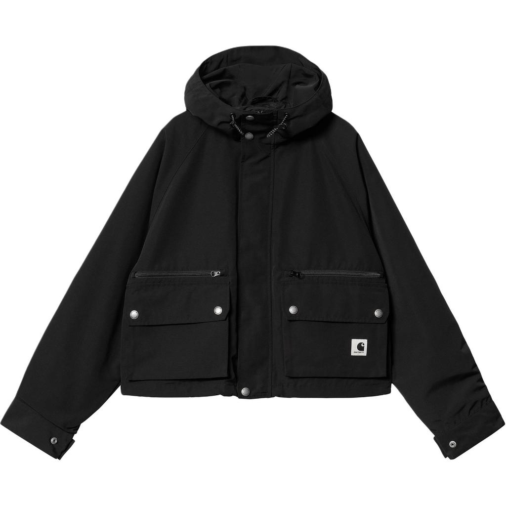 Carhartt WIP Womens Ss25 Irwin Jacket Hidden Two-Way Zipper Hooded Long Sleeve Solid Color Jacket Women Jackets Black I034501-89-XX