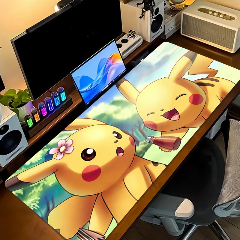 Pikachu Print Cushion Non-slip Laptop Tablet Big Mousepad XXL Mat Mini PC Playmat With Lock edge