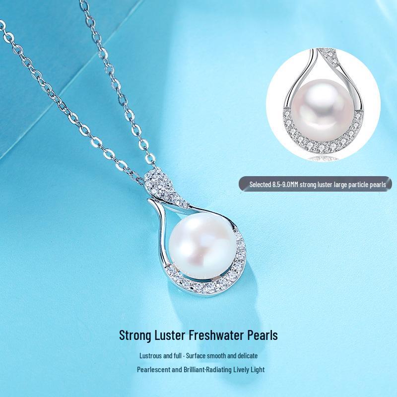 Korean Water Drop Freshwater Pearl Necklace for Women - Pure Silver S925 Pearl Pendant Clavicle Chain