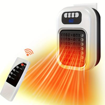 Miniaturní topidlo, elektrické topidlo do zásuvky, jak je vidět v televizi, s nastavitelným termostatem a časovačem a LED displejem, kompaktní pro kancelářské pokoje/kolej.