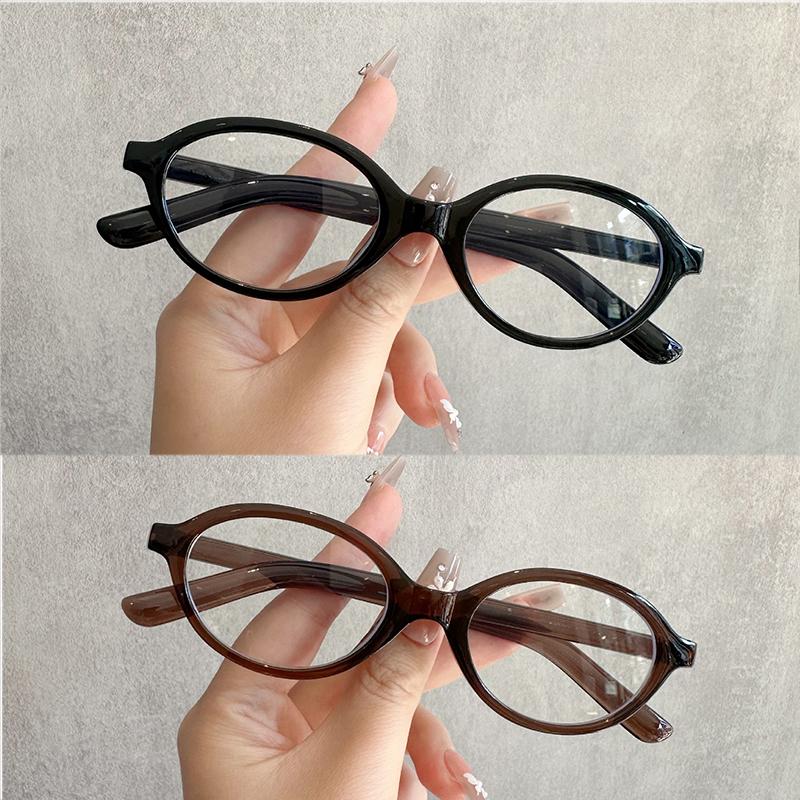 2PCS Leopard Print Oval Shaped Sun Glasses Small Size Frame Korean Vintage Plano Glasses Blue Light Blocking Full FrameChic & Light