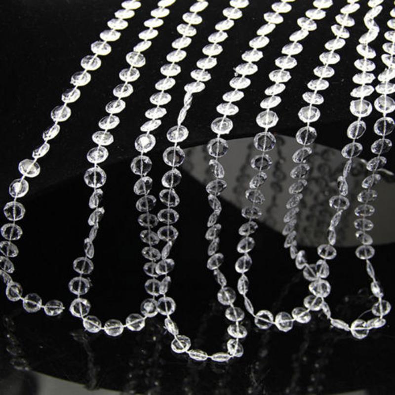 10M Acrylic-Crystal Bead-Curtain Clear Garland Strand Hanging Chains For Party Wedding Window Balcony Garden DIY Decoration Part