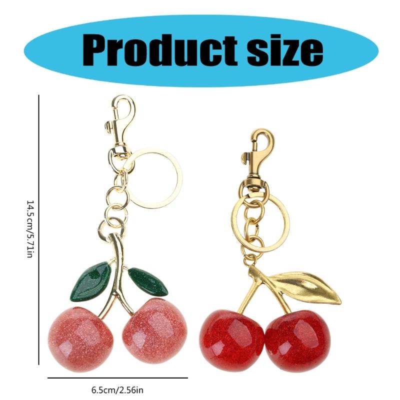 Set of 2 Handmade Phone Lanyard Cherrys Pendant Keychain Detachable Phone Chain Portable Keyring Accessory for Women Men