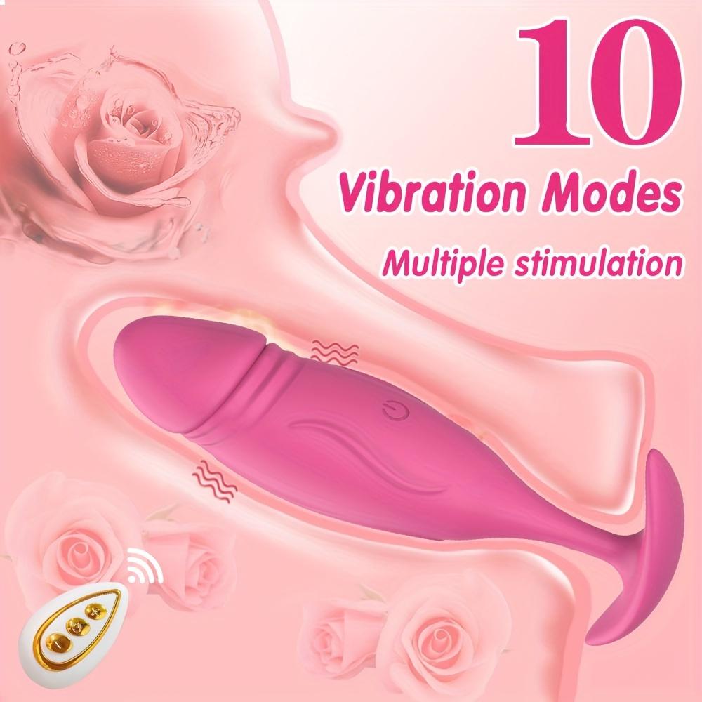 Remote Silicone Anal Plug - 10 Vibration Modes, Rechargeable Lithium Battery, Telescopic Prostate Massager,  SM Toy