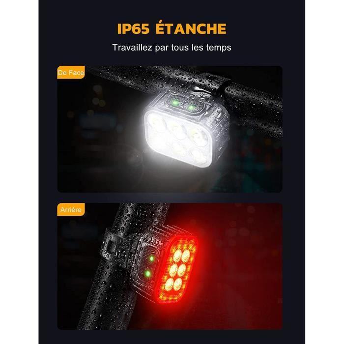 Lampe Vélo LED - Rechargeable USB - Étanche IP65 - 2 X 4 + 2 X 6 Modes - Couleur: Blanc