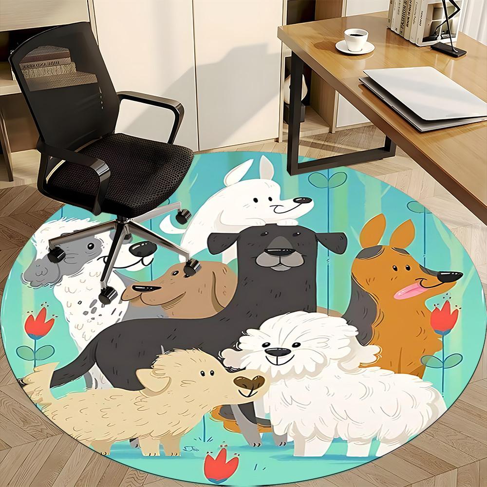 1PC Dogs Park Office Round Area Rug, Mat Suitable For Office, Under Office Chairs Bedroom Living Room Home Decor, Room Deco