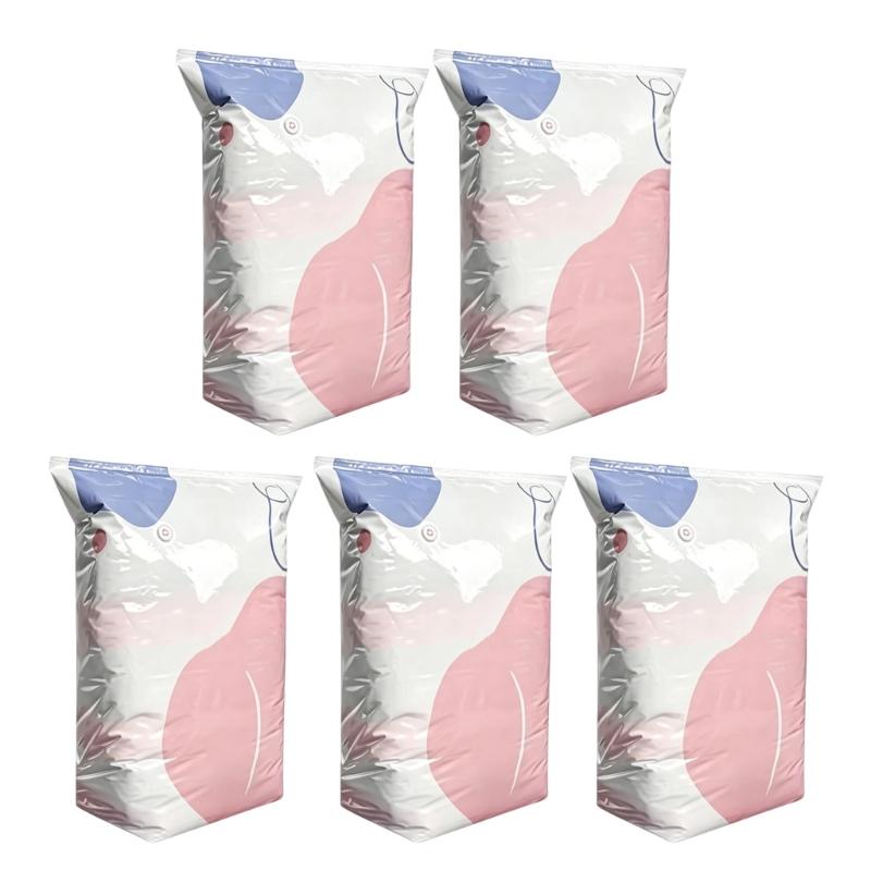 Sealed Vacuum Storage Bags 5 Pack, No-Pump Bags for Clothes, Bedding, Closet Sorting, Moving, Travel and Daily Use