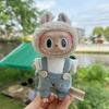 Only clothes]For  Pendant Pull Cloth Doll for the First and Second Generation Blind Box For  LABUBU Clothes Bear Suspenders Pants Suit