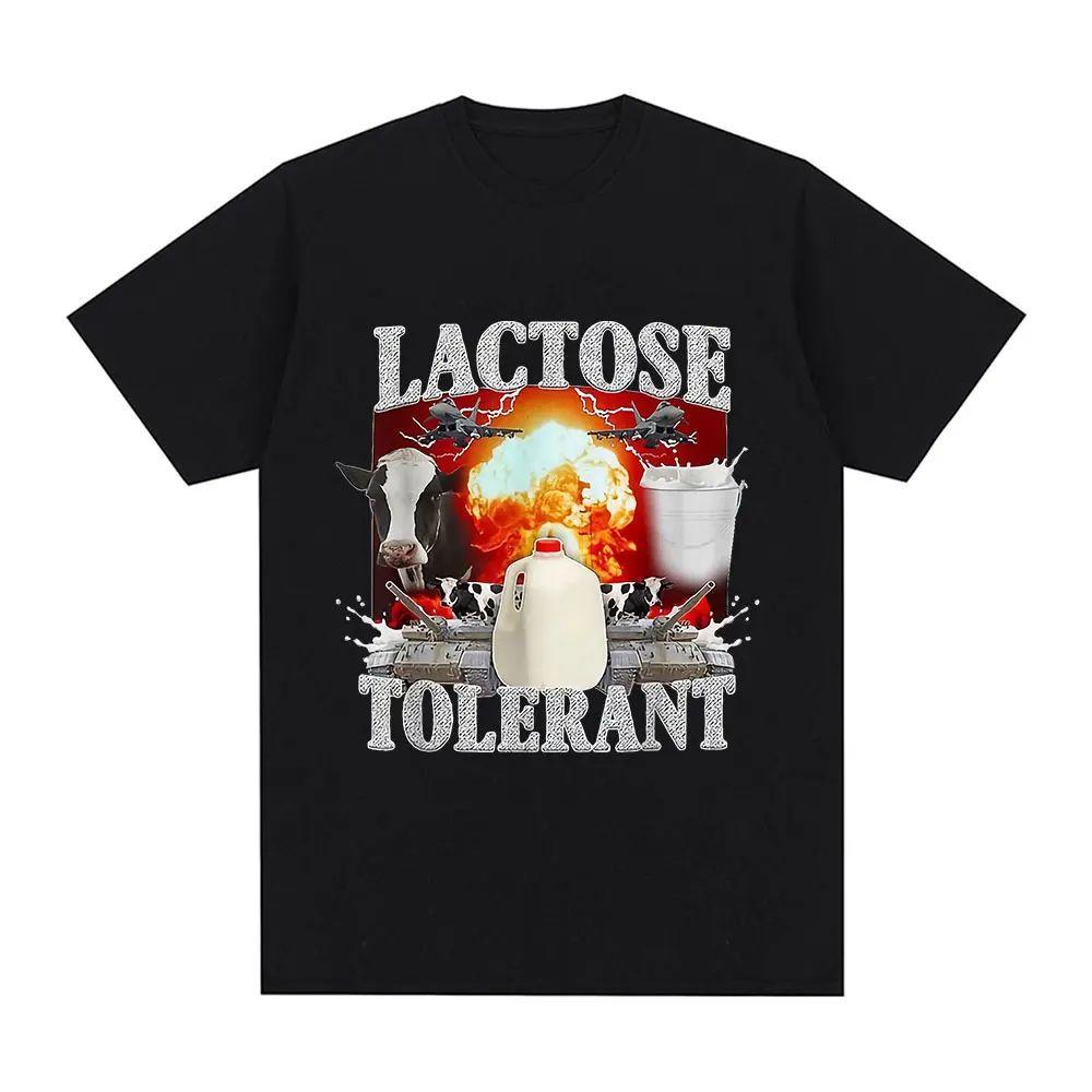 Lactose Tolerant Funny Meme Graphic T Shirt Milk Makes My Tummy Hurt T-shirt Fashion Vintage Hip Hop Short Sleeve T-shirt Unisex