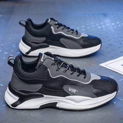 Nieuwe Herfst Heren Ademende Hardloop Sportschoenen Casual Leren Schoenen Veelzijdige Trendy Schoenen voor Papa Hoogteverhogende Herenschoenen