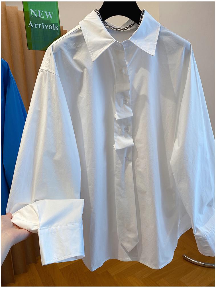 2025 Spring Women's Versatile Loose-Fit Cotton Polo Shirt - Solid Color, Long Sleeve, Commuting Style