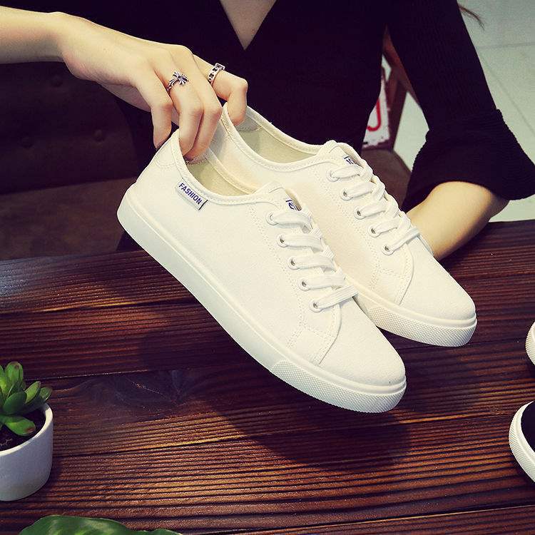 Segeltuchschuhe flache Sohle Schuhe Schnürschuhe weiße Stoffschuhe literarische und künstlerische Schuhe