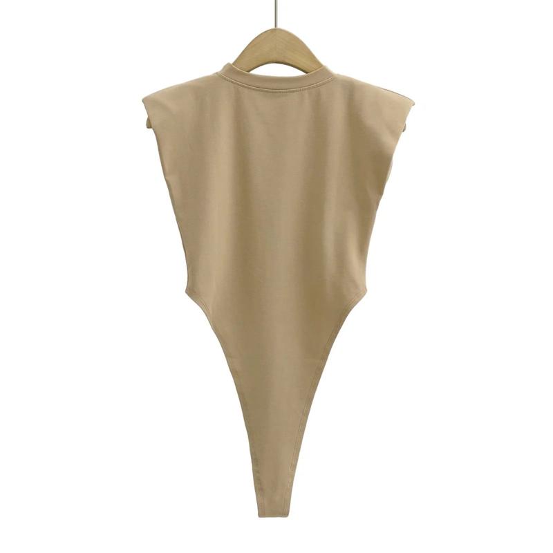 Sexy Tops Women 2024 Summer Bodysuit Padded Shoulder Bodysuit Black Sleeveless Body Suits for Women White
