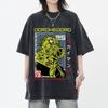 Blumenprint Retro Gewaschenes T-Shirt Locker Rundhalsausschnitt Mode Damen Waschung Kurzer Ärmel Ausbrenn-Druck Damen T-Shirt