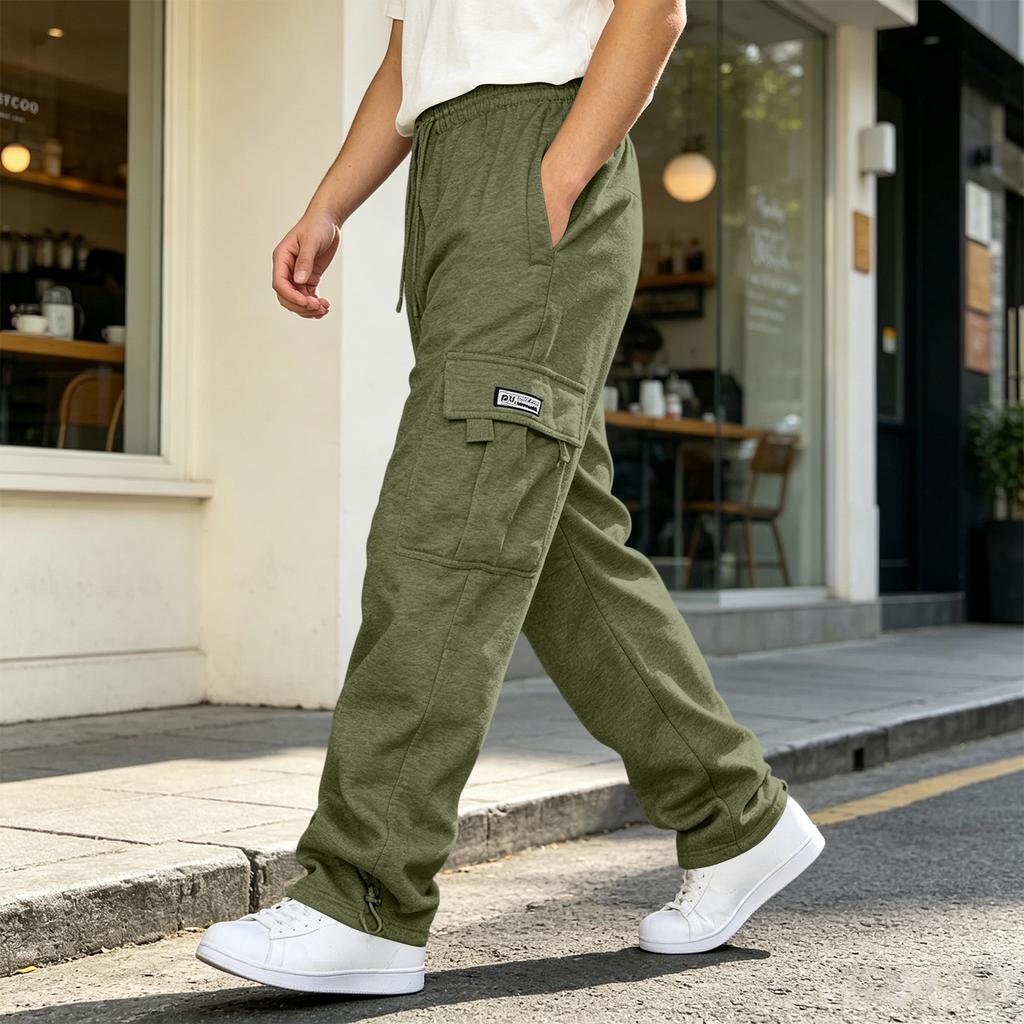 Men's Casual Loose Fit Cargo Pants with Multiple Pockets