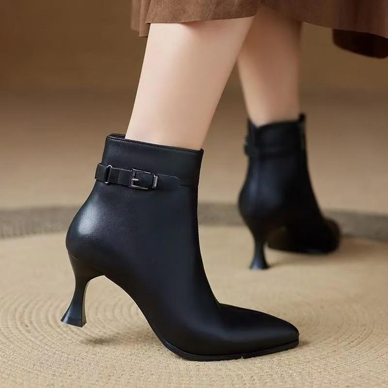 Pointed thin heel short boots women's new autumn and winter temperament versatile thin boots autumn new high heel fashion boots