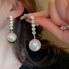Silver needle zircon butterfly pearl earrings niche design light luxury stud earrings French high-end retro earrings wholesale