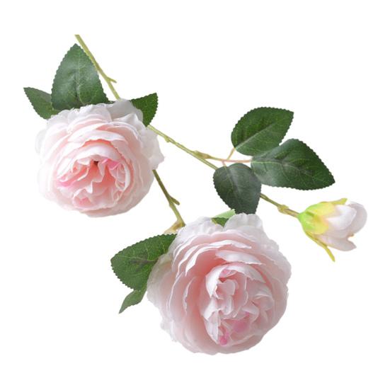 26" Artificial Peonies Flowers with Long Stems Faux Silk Peony Arrangement Bouquet with 2 Heads Full Blooms And 1 Bud for Wedding Centerpiece Party