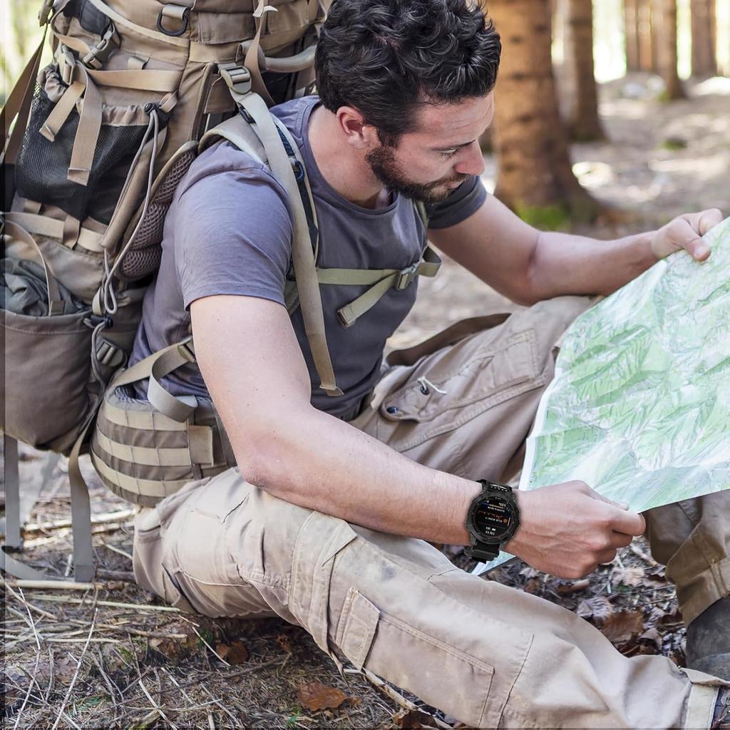 Rugged Nylon Bands for Garmin Fenix 7/Fenix 6/Fenix 5/Fenix 8 E 47mm/5 Plus/6 7 Pro Band for Men,Quickfit Sports Strap Fabric Smartwatch Wristband