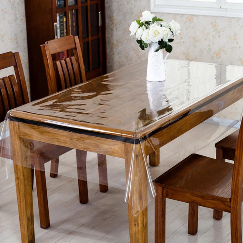 Table Mat Rectangular PVC Tablecloth Carpet Silicone Soft Glass Rug Waterproof Transparent Table Cover for Home Kitchen Dining Room