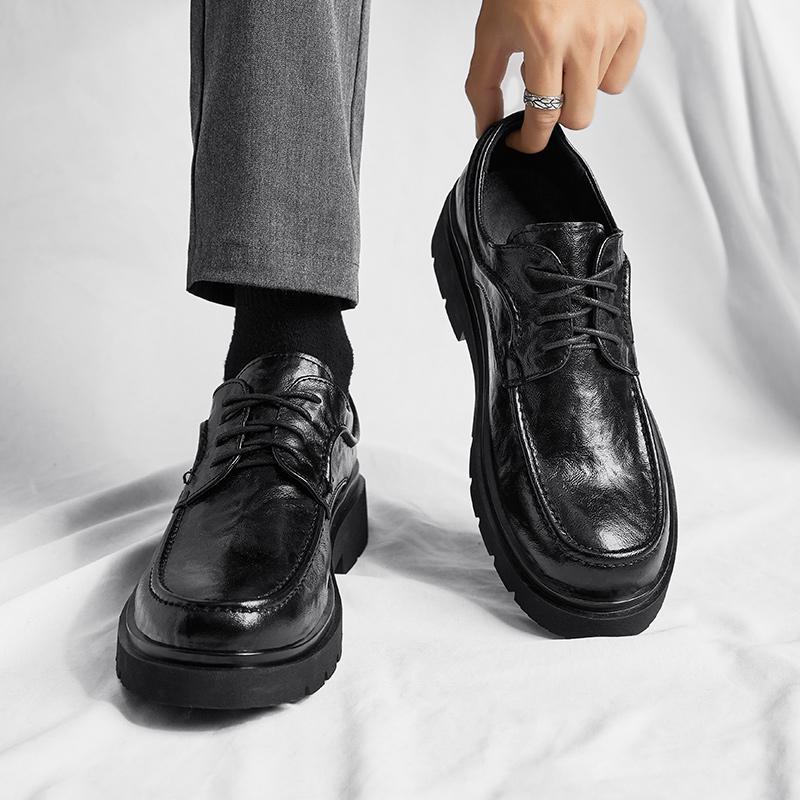 Mode Business Herren Lederschuhe mit dicker Sohle Klassischer Schwarzer Gentleman-Stil Outdoor Formelle Party Täglich Büro Qualitätsschuhe Heiß