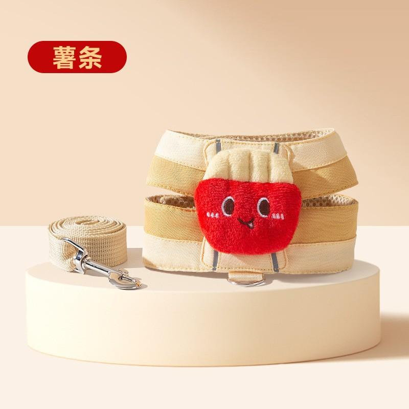 Pet self-backpack leash cute going out dog Bigbear Teddy small dog chest back anti-break free leash