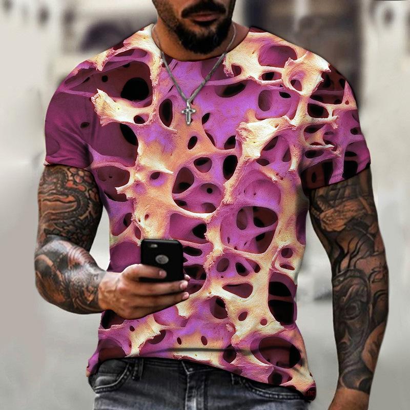 Visual Feast Abstract Creative Art Patterns 3D Printing, Summer Men's Short Sleeved T-shirts