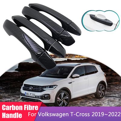Obložení krytu kliky dveří z uhlíkových vláken pro Volkswagen VW T-Cross C11 2022 Stylingové nálepky Externí auto