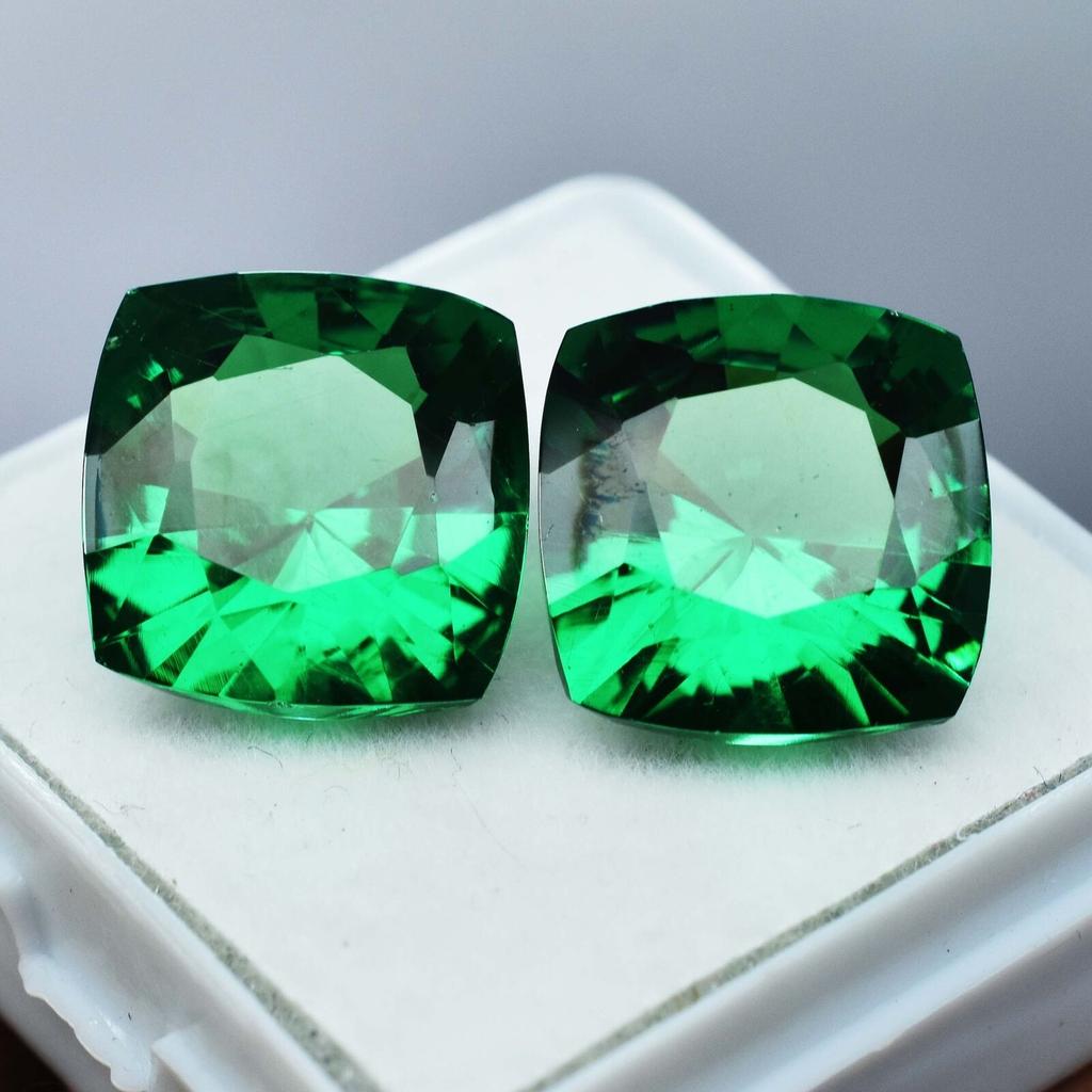 20.54 Ct NATURAL Garnet CUSHION CUT Green   Loose Gemstone Pair