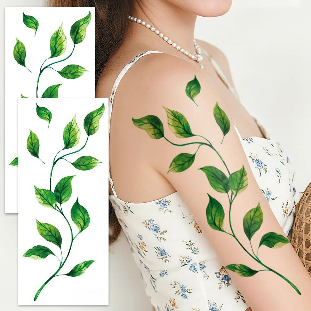 Große Realistische Weinranken Tattoos 2 Bögen - Wasserdichte Blatt Körperkunst Aufkleber Für Frauen, Party & Events
