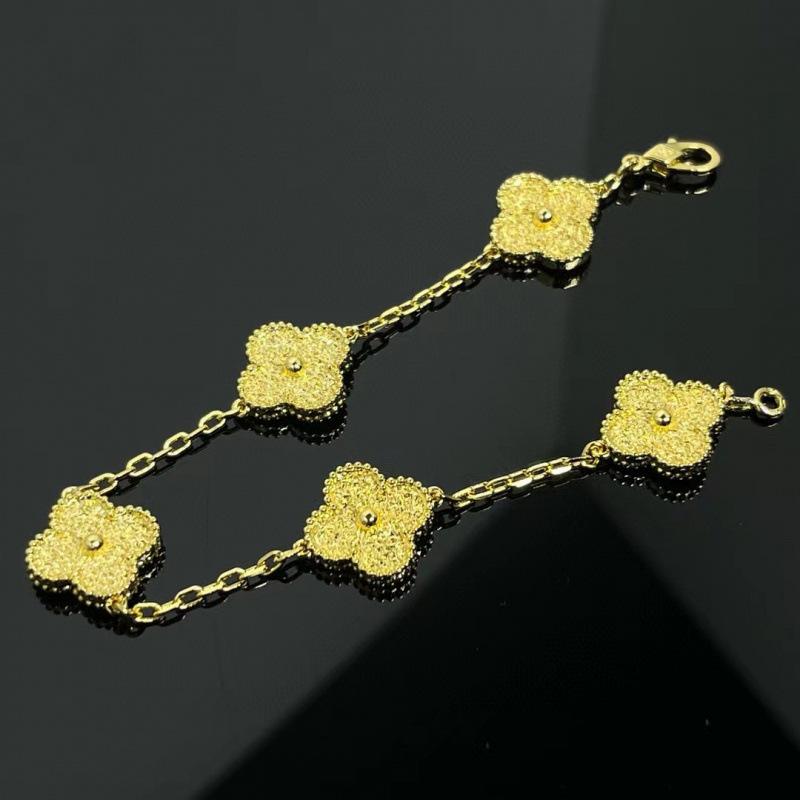 Exquisite Four-leaf Clover Bracelet for Women Five-flower Bracelet Double-sided Natural White Mother-of-pearl and Carnelian Bracelet