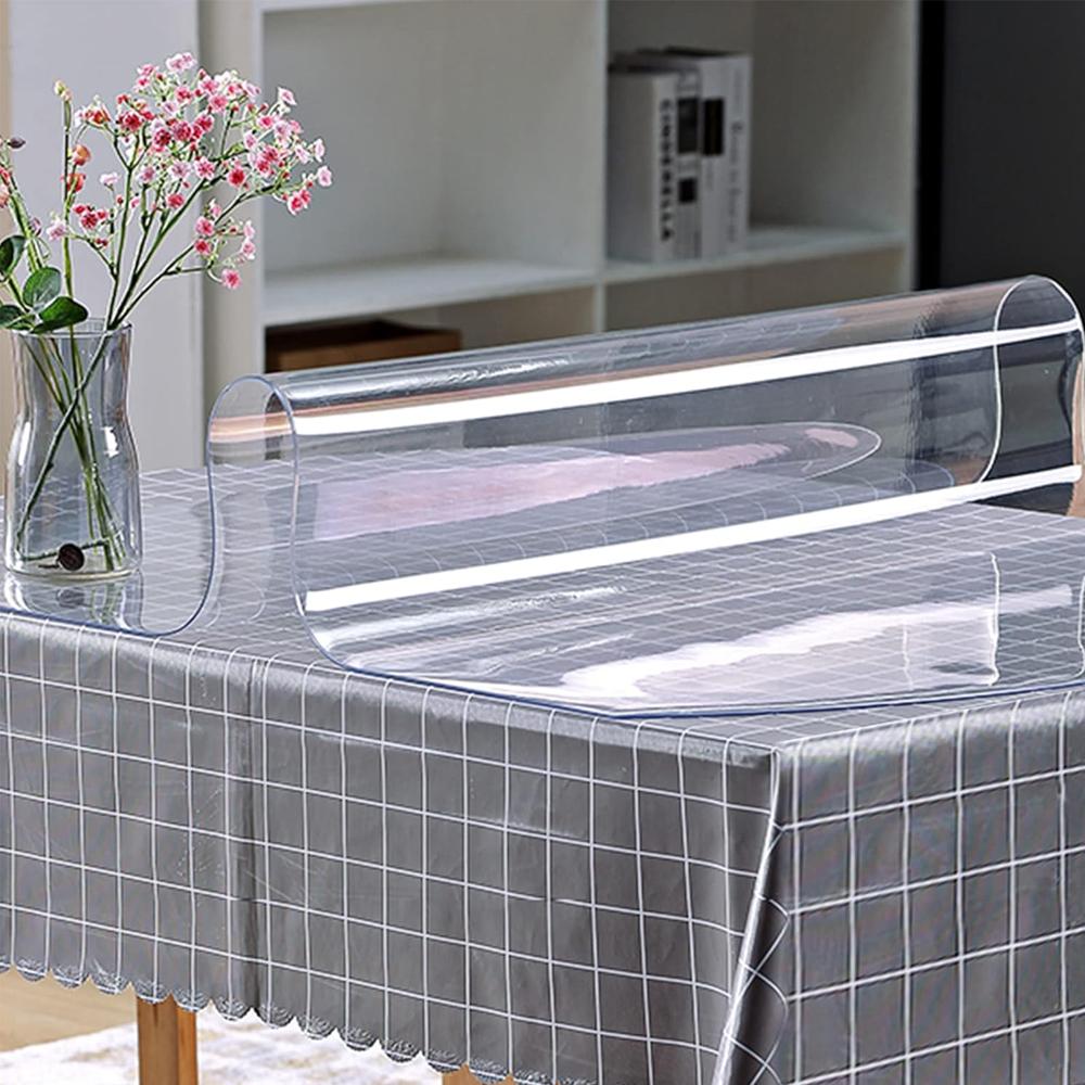 New PVC Transparent Tablecloth Soft Glass Table Mat Heat-resistant Waterproof Table Cover Pad Kitchen Oil-Proof Table Mat