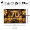 Black Gold 70th Happy Birthday Photography Backdrop Diamond Number Golden Balloon Cake 70 Years Old Birthday Party Photo