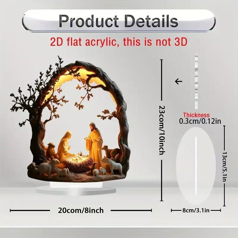 2026 New Nativity Jesus Birth Scene Xmas Table Centerpiece Accessory 2D Flat Acrylic for Home Office Decoration Party Ornment
