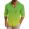 Men's Hooded T-shirt Gradient Color Cotton And Linen Men's Casual Long-sleeved Top