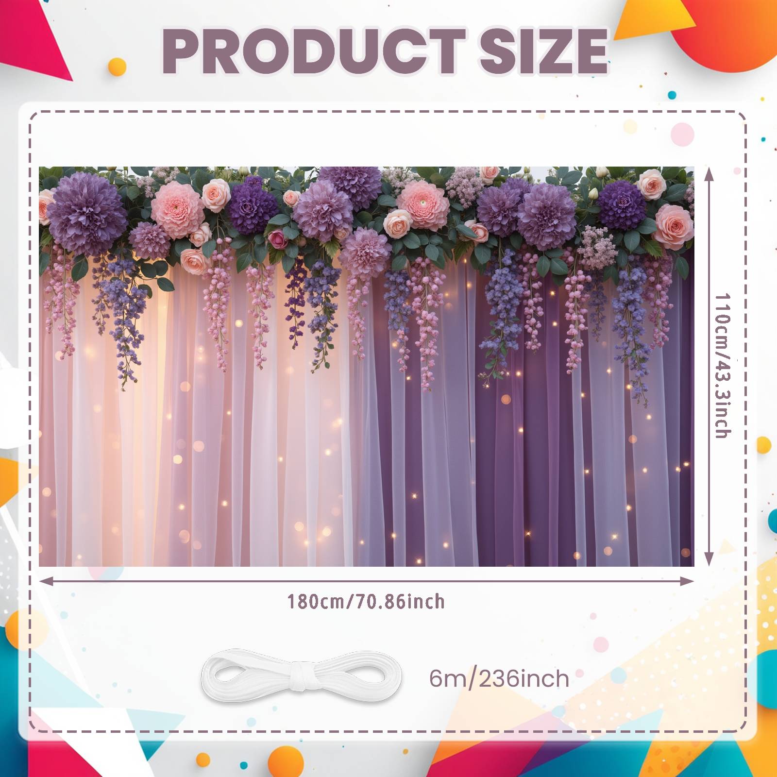 

Wedding Backdrop Hanging Wisteria Purple Pink Banner Romantic Event Background Romantic Elegant Event Display